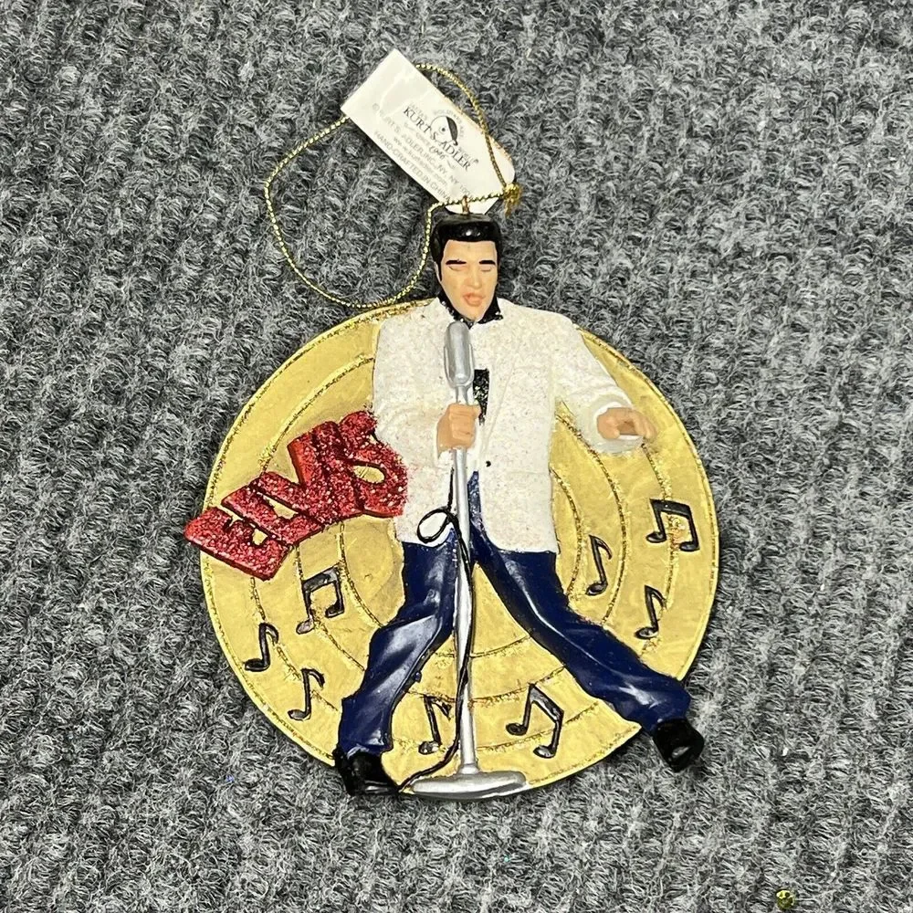 VTG 2002‎ Kurt Adler ELVIS PRESLEY Ornament Christmas Tree 4.5x4 Gold Record 3D